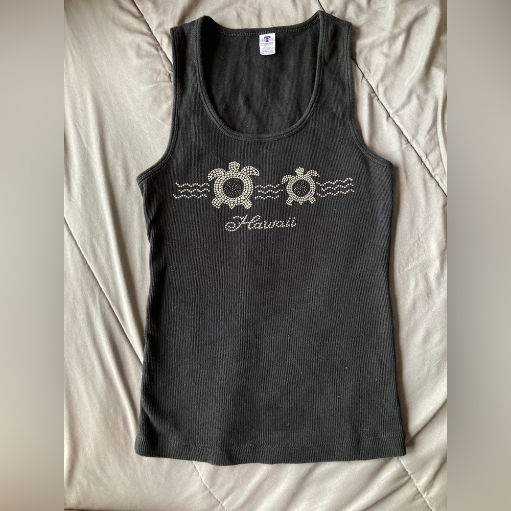 Black bejeweled tank top